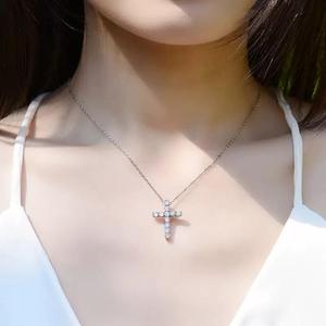 Wholesale Custom Diamond Cross <b>Necklace</b> 925 Sterling <b>Silver</b> Rhodium Plated Hiphop Style Brilliant Cut 3g <b>Pendant</b> Jewelry for <b>Men</b> - Product Image 3