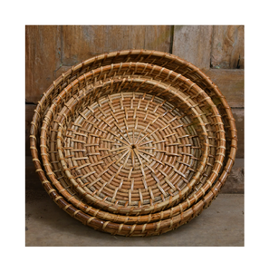 Plateau en rotin de qualité supérieure pour servir le dîner, utilisé en usine, plateau flottant pour boissons, table ronde avec poignée - Product Image 6