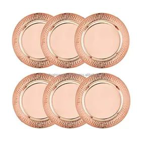 Chargeur d'assiettes et de plats Les motifs en cuivre brillant sont disponibles Vaisselle d'intérieur Designs de décoration de mariage Plateaux de vaisselle