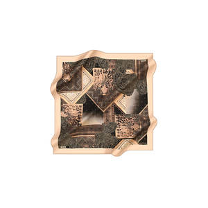 Black Beige Silk Square Floral Patterned Scarf - Product Image 1