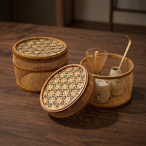 Carved Bohemian Bamboo Storage Box with Lid Round Organizer for Home and Gift Packaging Wholesale From Hanoi - Product Image 3
