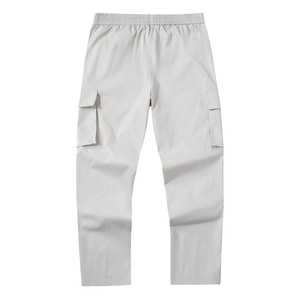 Custom Mens Light Gray Cargo Jogger Pants Elastic Waist Drawstring Multi Pocket Casual Utility Straight Leg Work Trousers - Product Image 2