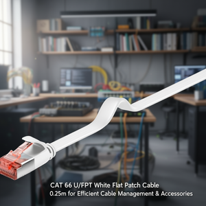 CAT 6 U/FTP White Flat <b>Patch</b> <b>Cable</b> 0.25m for Efficient <b>Cable</b> Management & Accessories - Product Image 3