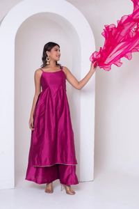 Ghazal raani ชุดลำลองผ้าไหมคอตตอนสีชมพูแบบลำลองมีขอบผ้าโปร่งมีขอบระบายอากาศและรอบเอวตามธรรมชาติ - Product Image 4