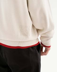 Sweat-shirt à manches longues pour homme, col en V, en coton rayonne tricoté, coupe ample, logo personnalisé brodé, écologique, usage intensif - Product Image 5