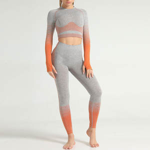 Meilleurs ensembles de yoga 2 pièces taille haute à la mode pour les femmes Confortable Respirant Solide Logo Personnalisable Conception Plus Size - Product Image 3