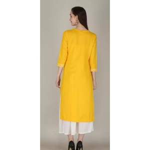 Kurti bordado amarillo de moda para mujer elegante rayón desgaste Regular Kurti diseñador al por mayor Casual y proveedor de ropa de oficina - Product Image 3