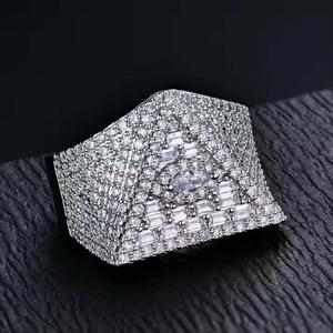 9.00Ct VVS Moissanite Ice Out Oro blanco Redondo y corte Baguette Diamante Hip Hop Anillo de compromiso Hombres Plata de Ley 925 - Product Image 4