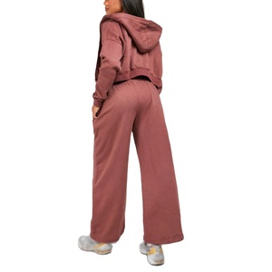 Hot New Design OEM Blue Acid Wash Hoodie Pant Set Mujeres Sweat Suit Wash Oversize Unisex Drop Shoulder Chándal 2026 - Product Image 4