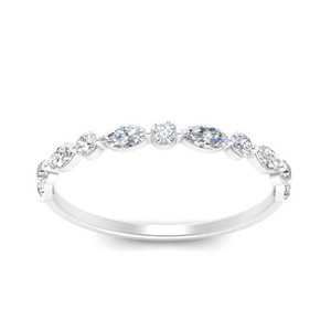 Bague de mariage élégante en or 18 carats, demi-éternité, avec diamants marquise alternés et diamants ronds de laboratoire, vente en gros et au détail OEM - Product Image 3