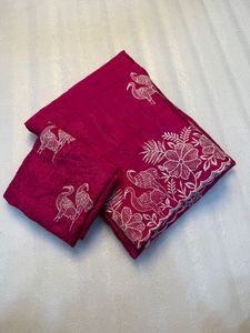 Hermosa calidad superior suave oro aplastamiento diseñador sari con hermoso bordado múltiple C-Pallu sari con blusa bordada - Product Image 2