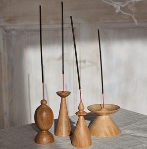 Bandeja de soporte de incienso de esmalte de madera hecha a mano, quemador de incienso de madera natural con diseño de esmalte blanco, incienso decorativo elegante - Product Image 2