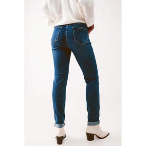 กางเกงยีนส์เอวสูงทรงสกินนี่ ไซส์ XL ผ้ายีนส์ยืด ระบายอากาศได้ดี ซักได้ ทรงบอยเฟรนด์หรือทรงดินสอ - Product Image 5