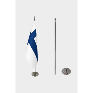 Official Finland Indoor <b>Flag</b> Digital Printed Desk <b>Flag</b> Aluminum <b>Pole</b> Durable Polyester Silk Plastic Automotive Insurance Display - Product Image 2