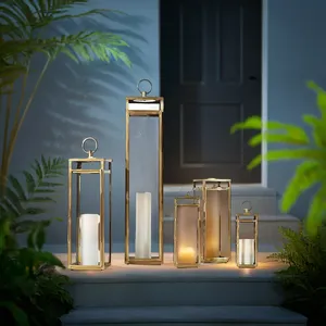 Portacandele <span class=keywords><strong>da</strong></span> <span class=keywords><strong>parete</strong></span> in vetro trasparente oro moderno lanterna nera per uragani porta candele per giardino all'aperto casa fattoria hotel lanterna - Product Image 6