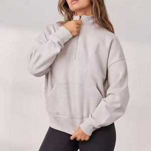 Sweat-shirt demi-zip pour femmes Pull avec col haut Léger Respirant Workout Top Sale - Product Image 2