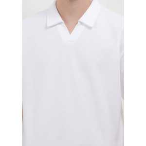 100% blanc de qualité supérieure pour Polo pour hommes à manches courtes col en v coton Polyester éponge solide OEM/ODM en gros blanc - Product Image 6