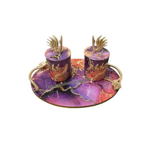 ชุดชามโลหะ2ชิ้นพร้อมถาดเสิร์ฟไม้สำหรับเสิร์ฟขนมขนมและอื่นๆ - Product Image 3