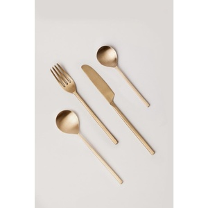 Elegante juego de cubiertos de acero inoxidable con revestimiento de PVD dorado mate, duradero, Apto para lavavajillas, acero con espejo para regalos de empresa - Product Image 1