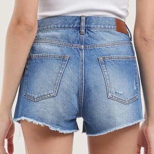 Short en jean de style de la rue en gros lavage à l'acide imprimé personnalisé conception détresse Jorts respirant femmes Shorts tenue décontracté - Product Image 6
