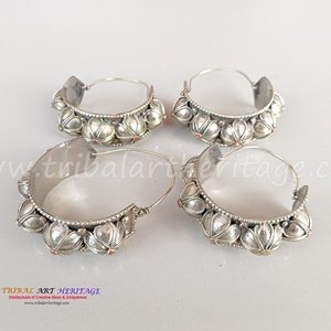 Boucles d'oreilles ethniques afghanes Kuchi, artisanat allemand en argent, exportation de bijoux tribaux haut de gamme - Product Image 3