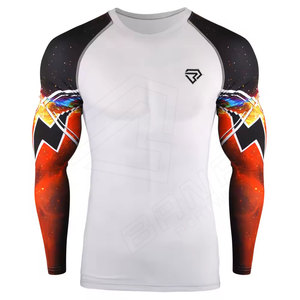 Longue chemise de compression en nylon personnalisée pour hommes Séchage rapide Confortable Rush Guard Gym MMA Utilisation Impression par sublimation Motif uni - Product Image 1