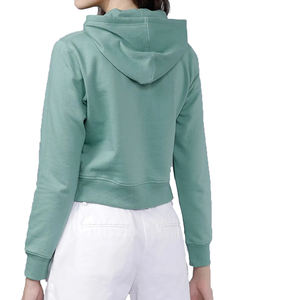 Top corto de moda para mujer sudaderas con capucha para High Street Drop Shoulder Knitted Short Length Crop Top Hoodies - Product Image 3