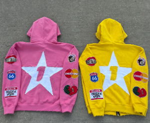 Sudadera con capucha y cremallera con diamantes de imitación y perlas personalizadas, parche bordado, ropa de calle lavada con ácido, sudaderas con capucha con diamantes de imitación y cremallera de peso pesado - Product Image 6