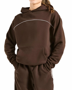 Conjunto Deportivo para Mujer, Color Marrón, con Capucha, 100% Algodón, Manga Larga, Color Sólido, Corte Regular, Sudadera y Pantalones - Product Image 3