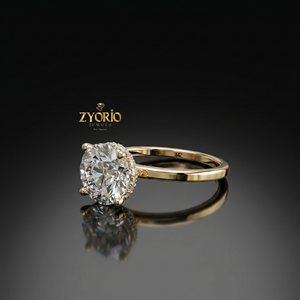แหวนหมั้นทอง 14K ทรงกลม ประดับเพชรเม็ดเดี่ยว ดีไซน์คลาสสิก สวยสง่า - Product Image 4