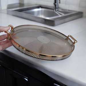 Stockage de thé de ménage rond à bord doré de style luxueux de qualité supérieure pour les plats de service et autres articles pour les ustensiles de cuisine et l'hôtel au plus bas - Product Image 2