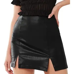 Shorts sexy e elegantes saias de couro conforme a demanda do cliente Roupas de couro real Shorts senhoras saias de couro PU