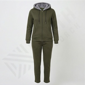 Meilleures ventes, vente chaude, qualité supérieure, survêtement pour femmes, capuche en fourrure, coupe ajustée, tenue streetwear, 100% coton, survêtement deux pièces pour femmes - Product Image 1
