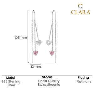 NOVAMART Fine 925 Sterling Silver Heart <b>Threader</b> Drop <b>Earrings</b> Wholesale Export - Product Image 5