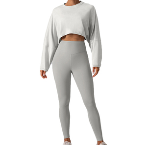Women Crop <b>Top</b> Long Sleeve Gym Fitness Yoga <b>Sets</b> Workout <b>Leggings</b> Sports Bra 2pcs Yoga Suit Sports Wear Jogger Suits Yoga <b>Set</b> - Product Image 2