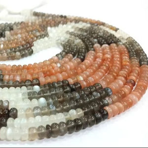 Natural Multi Moonstone Rondelle Shape Plain Smooth 5 a 7mm Cuentas de piedra lunar Africana vendidas por hebra 7 pulgadas de largo - Product Image 1