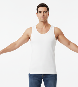 Chaleco Fresco de Algodón Blanco Esencial para Hombre, Sin Mangas, Ligero, Transpirable, Elástico, Cómodo para Uso Diario - Product Image 1