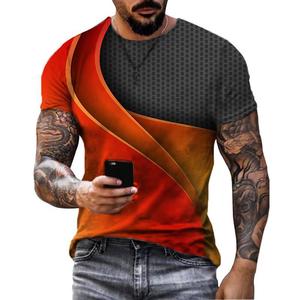 Camiseta deportiva de moda de verano para hombre, nueva camiseta lisa en blanco con estampado de gota de agua en 3D, diseño geométrico, cuello suelto, ajuste de gran tamaño - Product Image 1