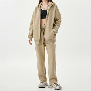 ชุดวอร์มผู้หญิงผ้าฝ้ายเทอร์รี่ซัก2ชิ้นชุดวอร์ม2ชิ้นสไตล์วินเทจสำหรับฤดูร้อนออกแบบได้ตามที่ต้องการ - Product Image 5