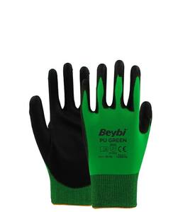 Guantes de punto de poliéster con revestimiento de poliuretano verde PU de alta calidad, duraderos, flexibles, cómodos para Protección Industrial de manos y brazos - Product Image 6
