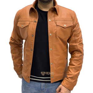 Chaqueta de camionero de cuero suave para hombre, estilo occidental, clásica, de talla grande, artículos de moda, ropa de abrigo cómoda y elegante - Product Image 2