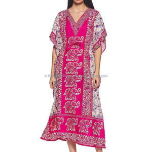 ชุดเดรสคาฟตันพิมพ์ลายช้างชุดเดรสยาวหลายสีลายชายหาดภาพเงาแฟชั่นดีไซน์ตามธรรมชาติล่าสุด - Product Image 2