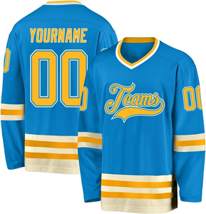 Maillots de hockey en polyester à manches longues personnalisés, impression par sublimation, avec nom de l'équipe et numéro, vêtements de hockey sur glace - Product Image 2