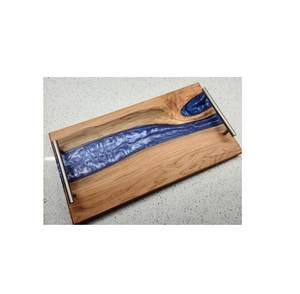 Bandeja de Servicio de Comida para Restaurante de Bodas de Calidad Antigua, Resina y Madera de Acacia con Mango de Metal para Fiestas, Uso en Mesa de Comedor del Hogar - Product Image 6
