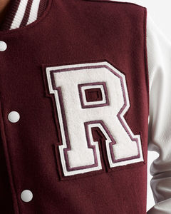Lo último en estilo granate con cuello acanalado con puños, chaqueta Varsity para hombre, chaqueta Bomber de béisbol universitaria con letras y botones - Product Image 6