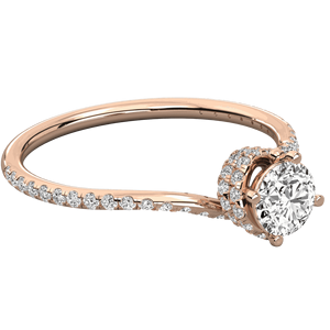 Bague solitaire à tige croisée en diamant rond - Product Image 1