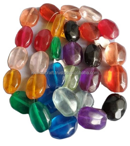 Cuentas de resina de rayas redondas multicolores de moda de estilo lujoso hechas a mano, diseño moderno de origen indio ultra brillante único - Product Image 1