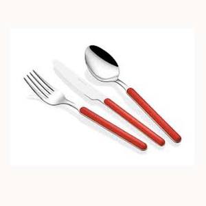 Acier inoxydable Designer U Forme Rouge Résine Poignée Élégant Élégant Argent Nickle mariage couteaux et cuillère fourchette ensemble or couverts - Product Image 1