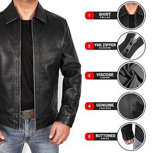 Chaqueta de Cuero para Hombre, Impermeable, Estilo Moderno, Ajustada, para Uso en Exteriores - Product Image 3