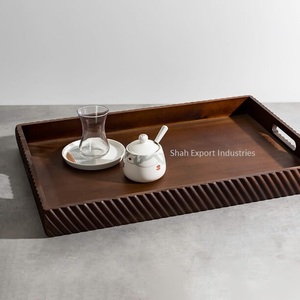 Latest Design Kitchen Ware Wooden Rectangle <b>Tray</b> With Handles for Home Hotel & Restaurant <b>Drink</b> & Snacks Serving <b>Trays</b> - Product Image 5